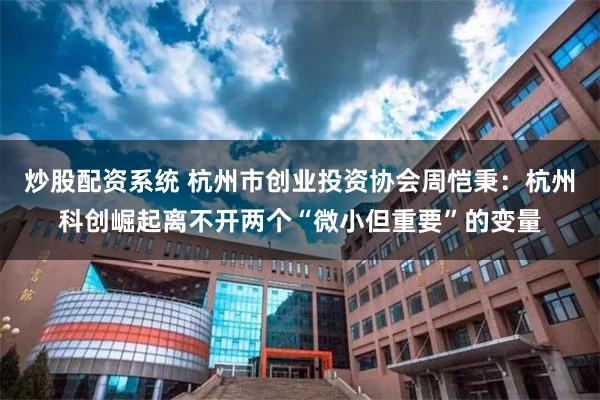 炒股配资系统 杭州市创业投资协会周恺秉：杭州科创崛起离不开两个“微小但重要”的变量