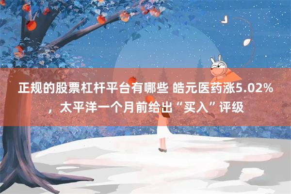 正规的股票杠杆平台有哪些 皓元医药涨5.02%，太平洋一个月前给出“买入”评级