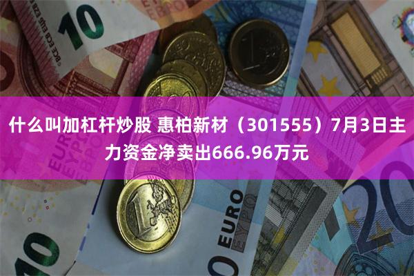 什么叫加杠杆炒股 惠柏新材（301555）7月3日主力资金净卖出666.96万元